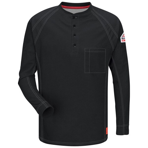 iQ Flame Resistant Long Sleeve Henley Shirt in Black